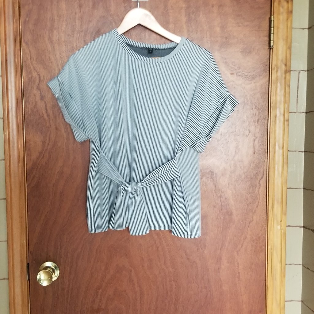 Express Striped Tie Front Top